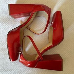 Jessica Simpson Lollah Red Patent Leather Mary Jane Heels